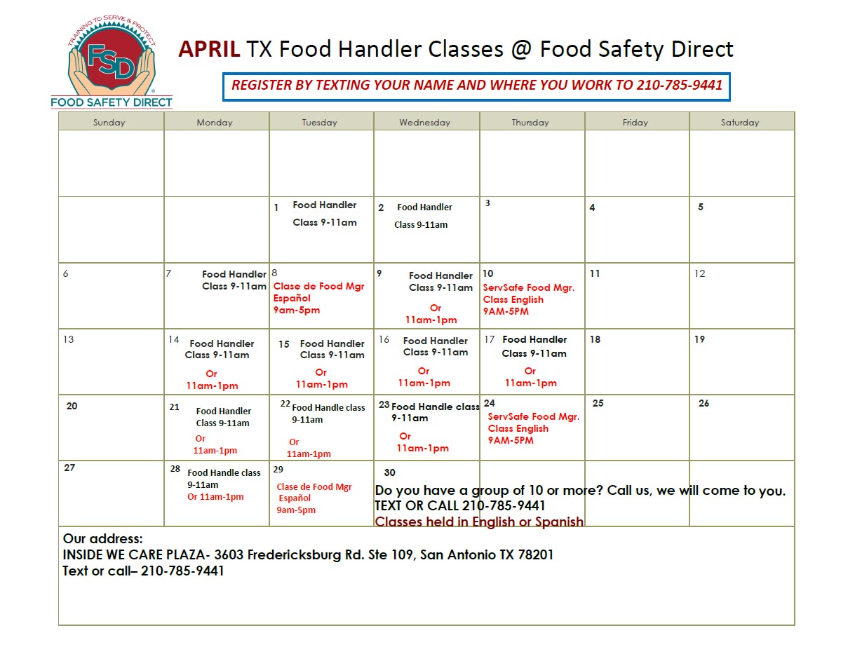 Food Handler Classes